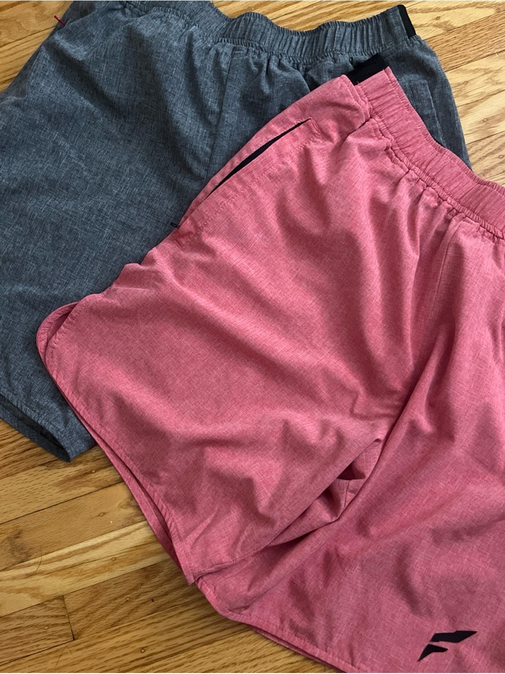 Flag no fail set of 2 Athletic Performance Shorts in Heather Gray and Dusty Rose